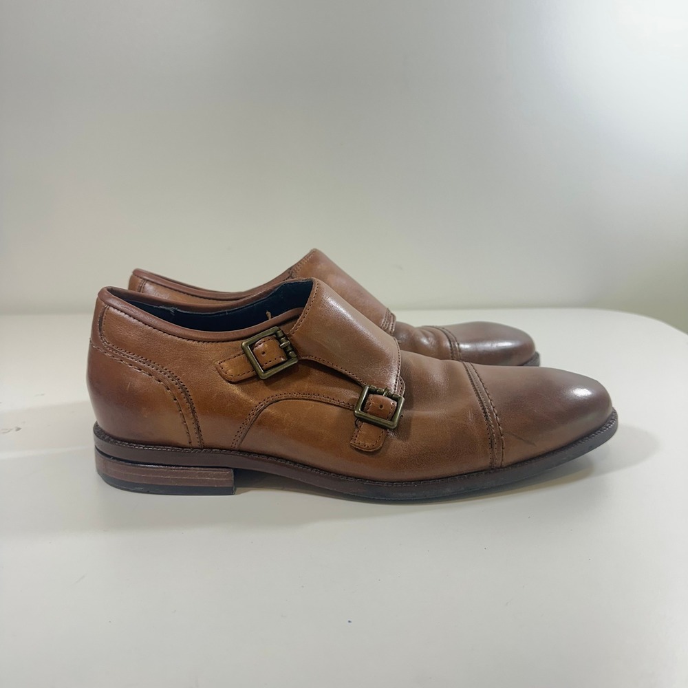 Cole Haan Grand 360 Men 8M British Tan Leather Double Monk Strap Shoes C29035